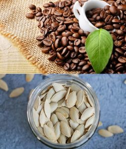 Hạt bí và hạt cafe