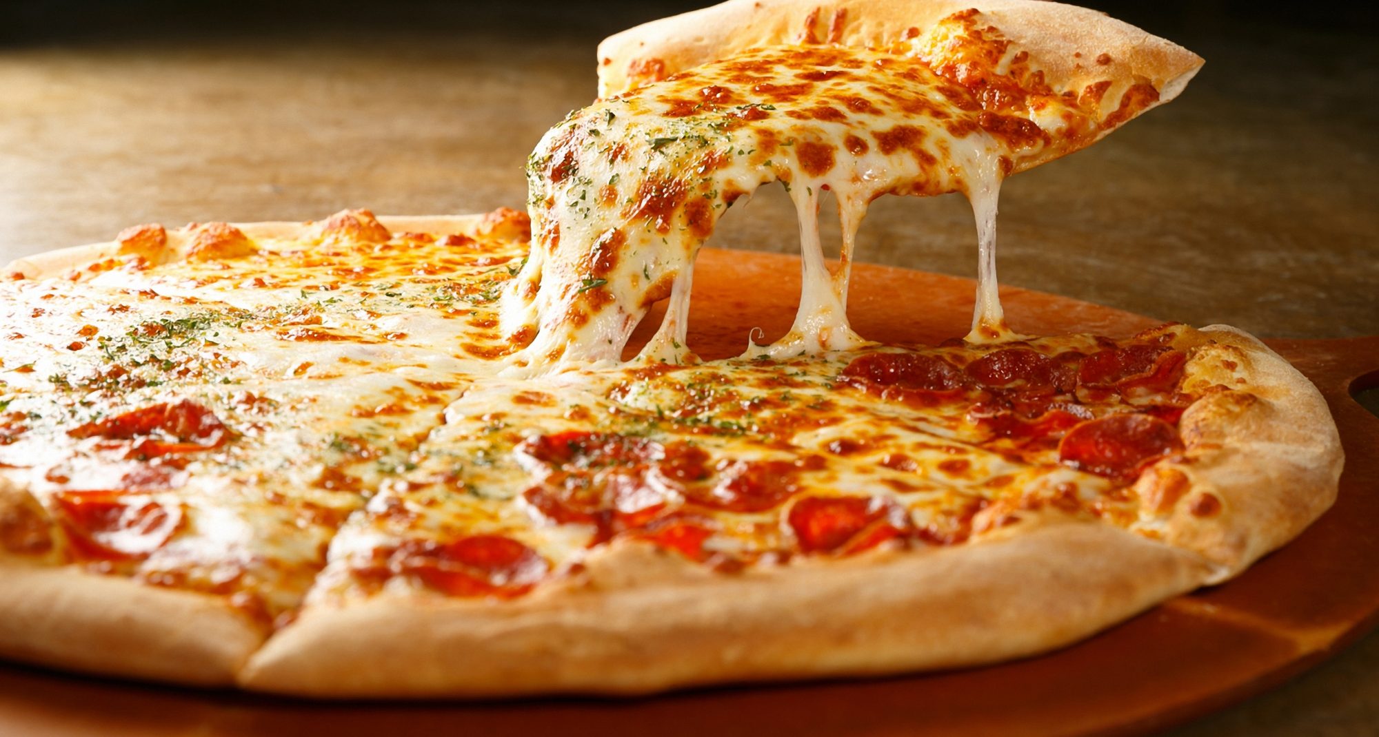 Khi pizza mất nhiệt độ cần thiết, pho mát bên trên sẽ bị dai, dính hơn.